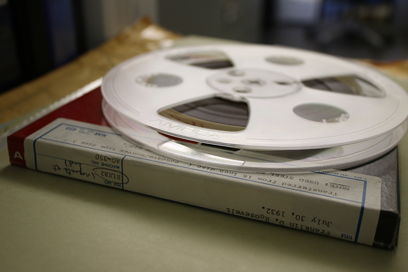 3/4 inch tape reel containing recorded speech of FDR